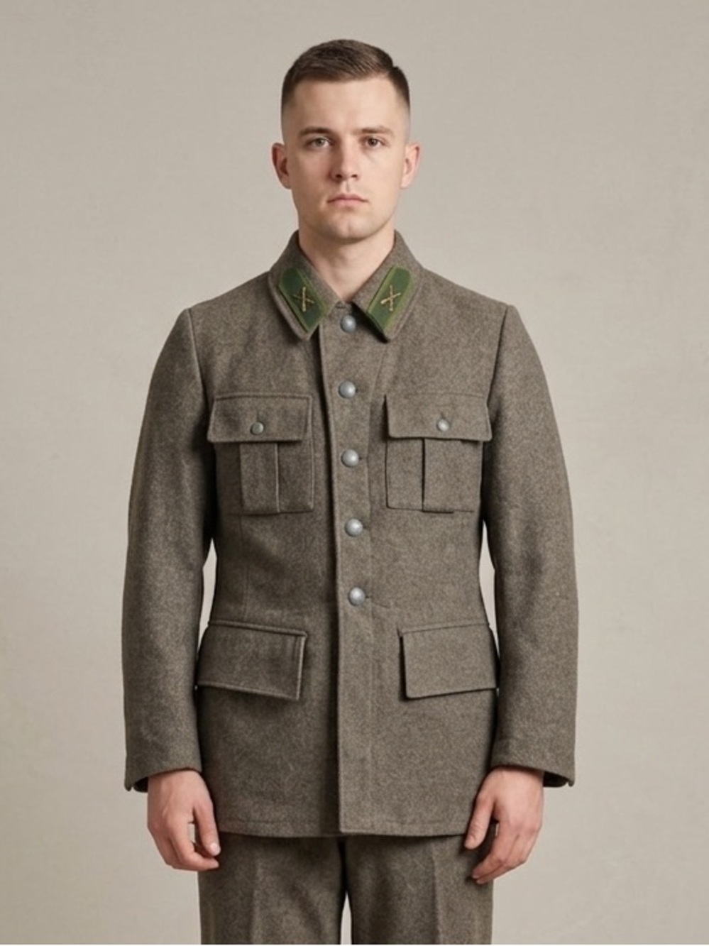 Vintage Sz S Genuine Swedish 1955 Military Soldier Kakhi Green Jacket